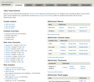 Drupal "Total Control Admin Dashboard"