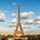 The Eiffel Tower, landmark of Paris, France The Eiffel Tower with blue sky, landmark of Paris, France